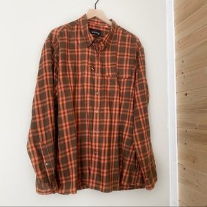 Orvis orange plaid button down shirt xlarge